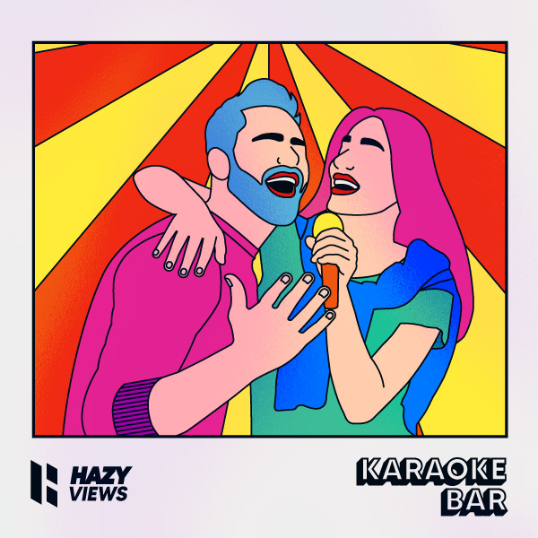 Logo and single cover designs for music artist Hazy Views. Features illustrations and bold visuals. Designed by Creative Footing.