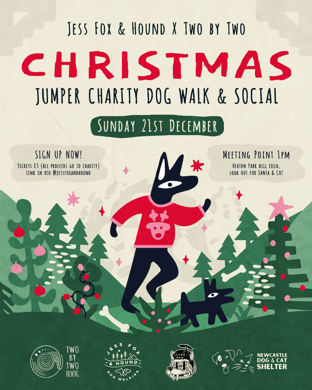 Poster design for Two by Two Brewery and there Christmas Jumper Dog Walk Event