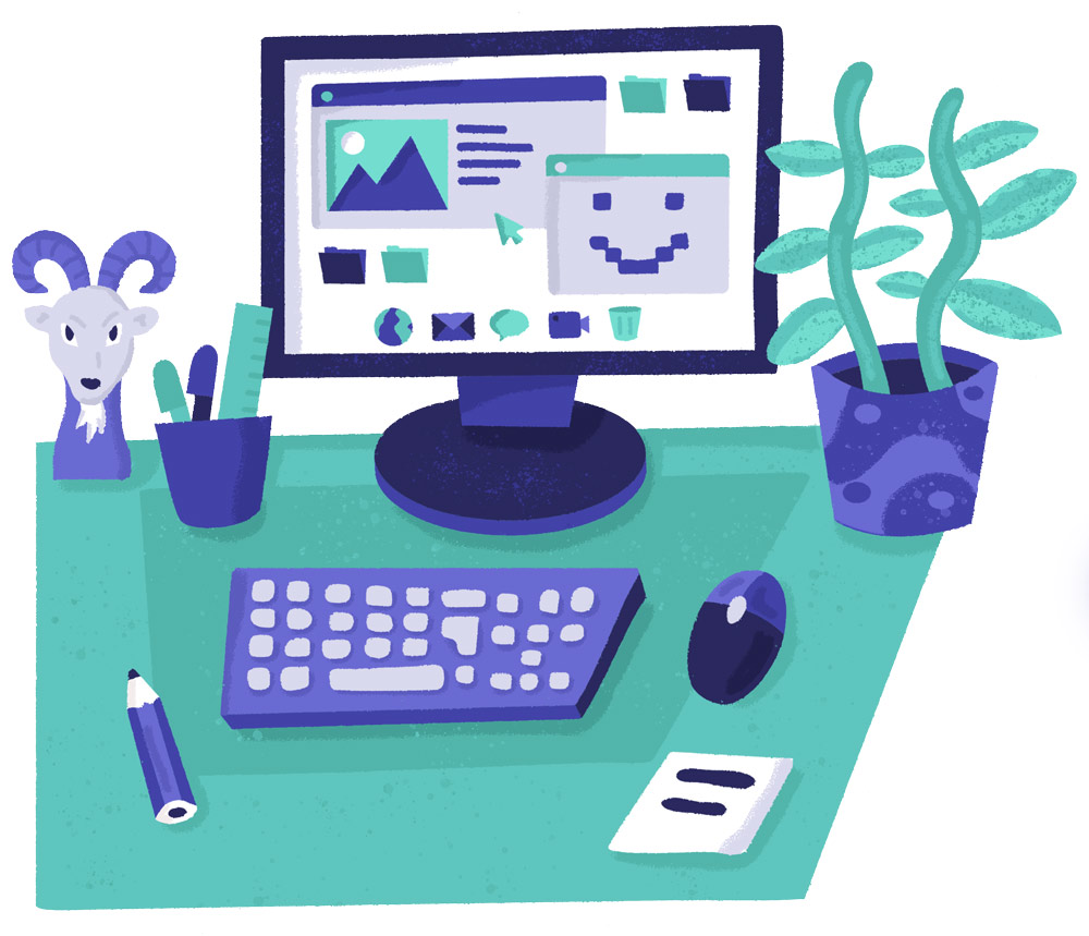 Creative footing graphics design desk