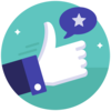 Thumbs-up icon illustrating ‘Feedback and Changes’, the final step in Creative Footing’s design process.