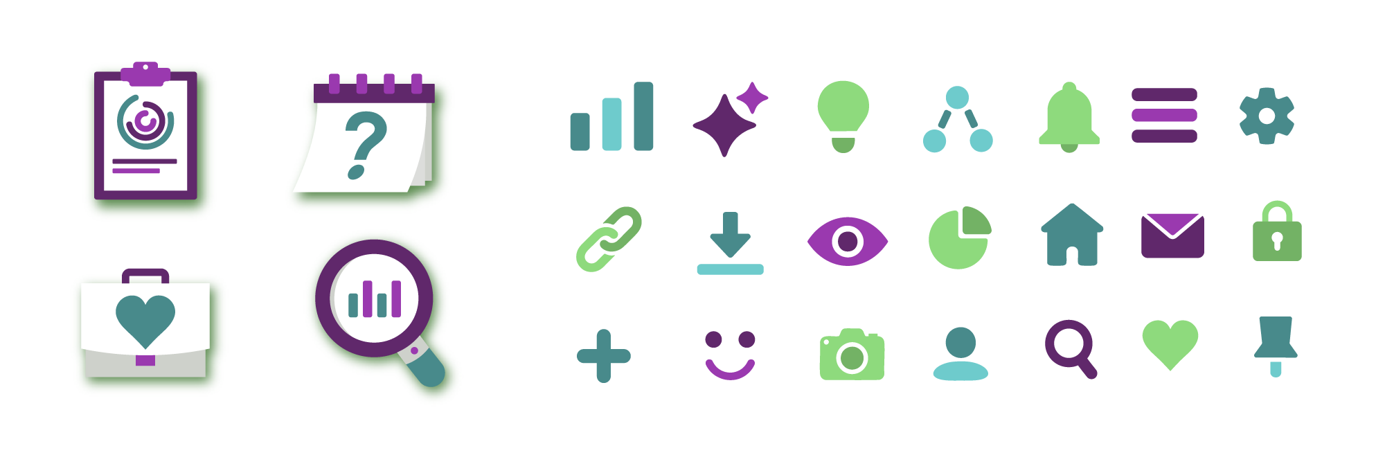 Icon set for Insync, including small navigation icons and larger icons used to highlight key services.